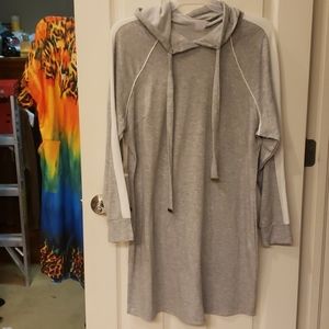 NWOT Gray & White Longsleeve Hoodie Dress